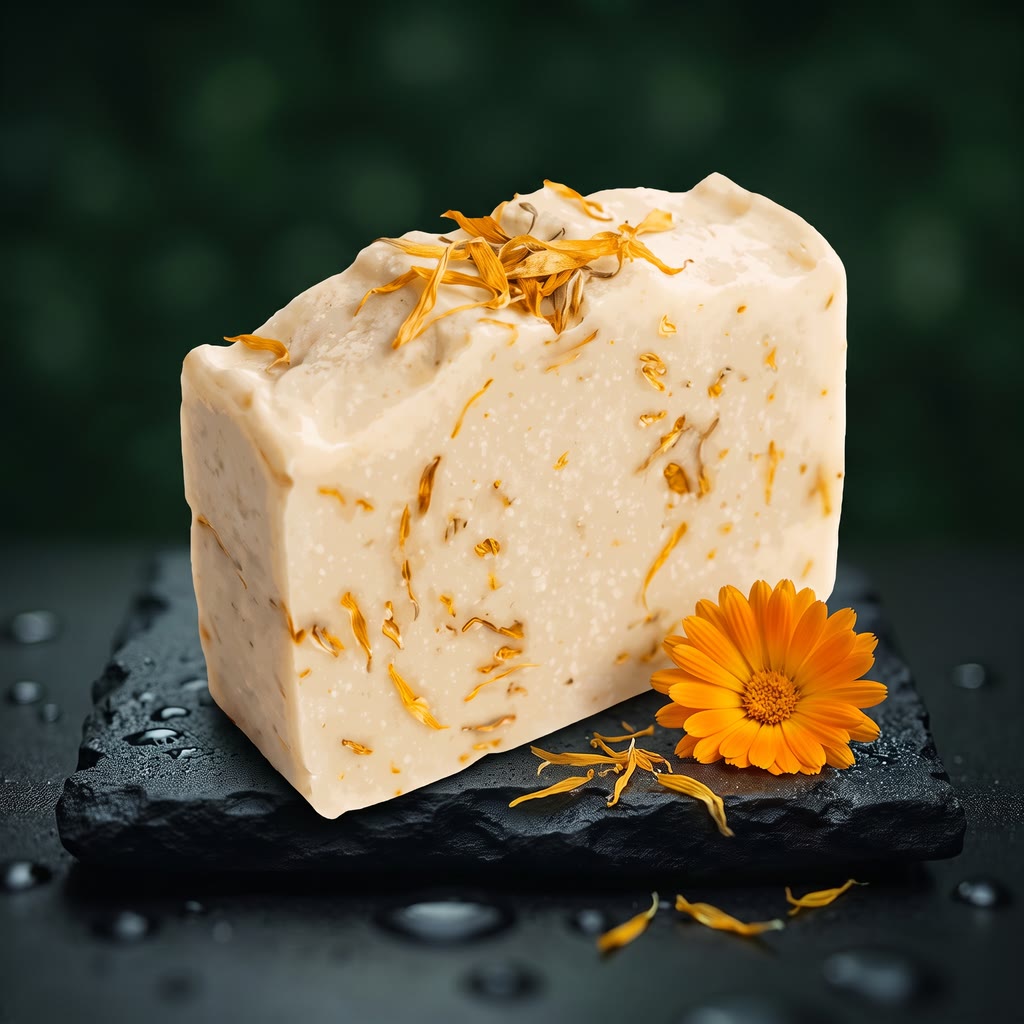 Jabón artesanal de Caléndula de Espuma Silvestre, barra de 100 g