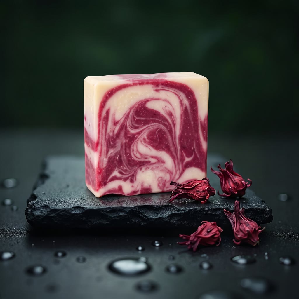 Jabón artesanal de Flor de Jamaica de Espuma Silvestre, barra de 100 g
